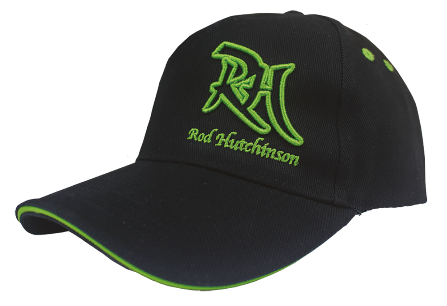 Rod Hutchinson Baseball Cap Black Green Trim