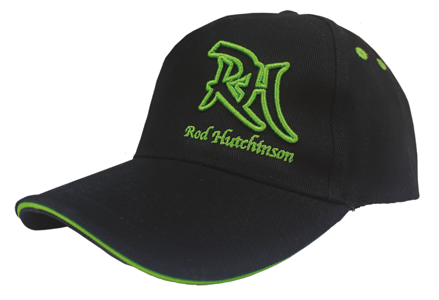 Rod Hutchinson Baseball Cap Black Green Trim